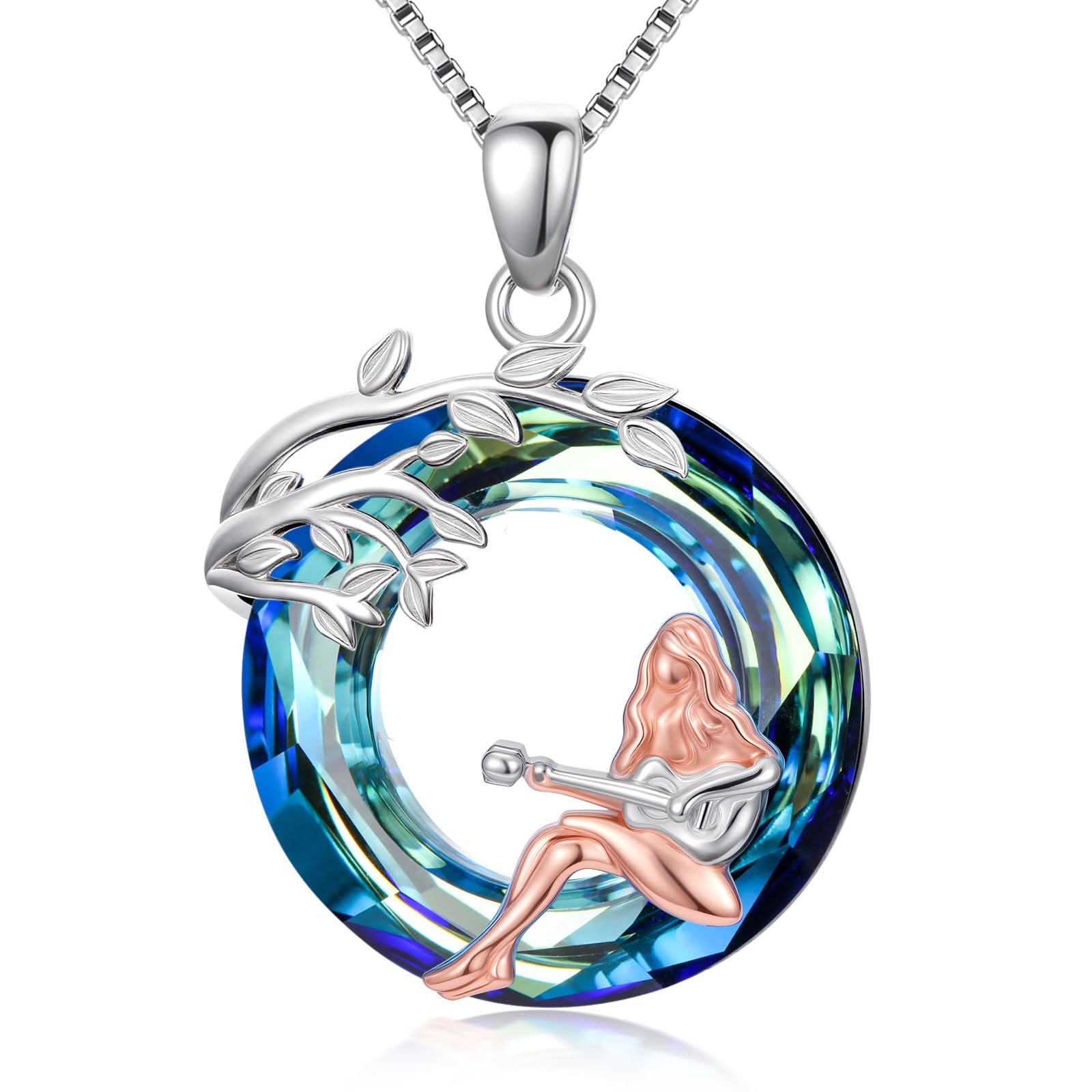 Sport/Music Necklace for Women 925 Sterling Silver Crystal Pendant Tree of Life Jewelry Gifts for Sport Players