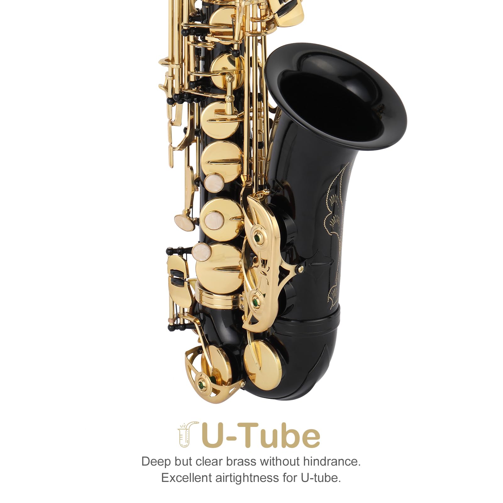 E Flat Alto Saxophone, Brass Alto Saxophones Instrument with Carry Case, Mouthpiece, Cleaning Brush & Cloth, Strap Accessories For Beginner Professional