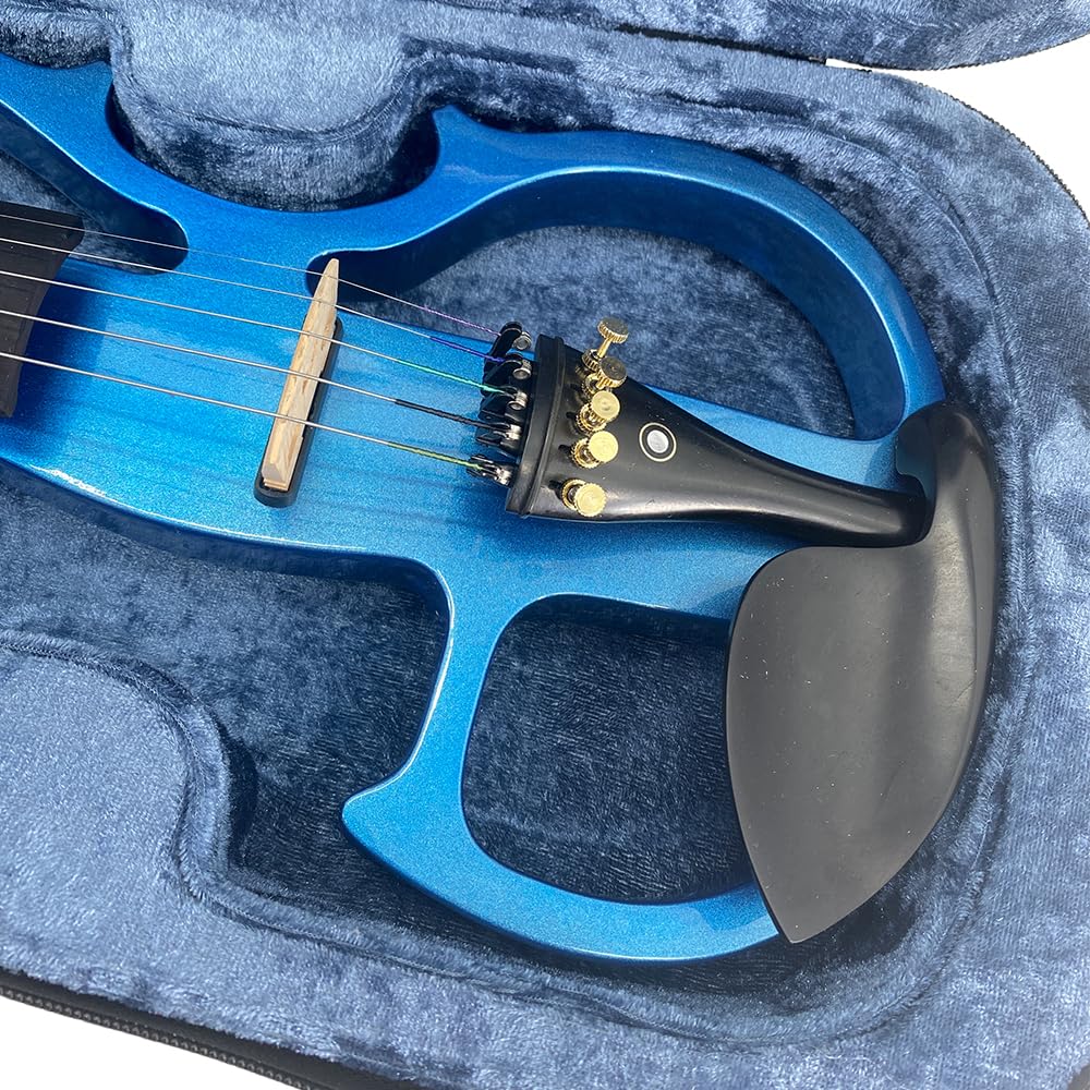 Vetimobato Electric Violin 4/4 Full Size Solid Wood Silent Violin Set for Adults Beginner Practice Electric Fiddle with Ebony Fittings Hard Case & Bow(4 String White)