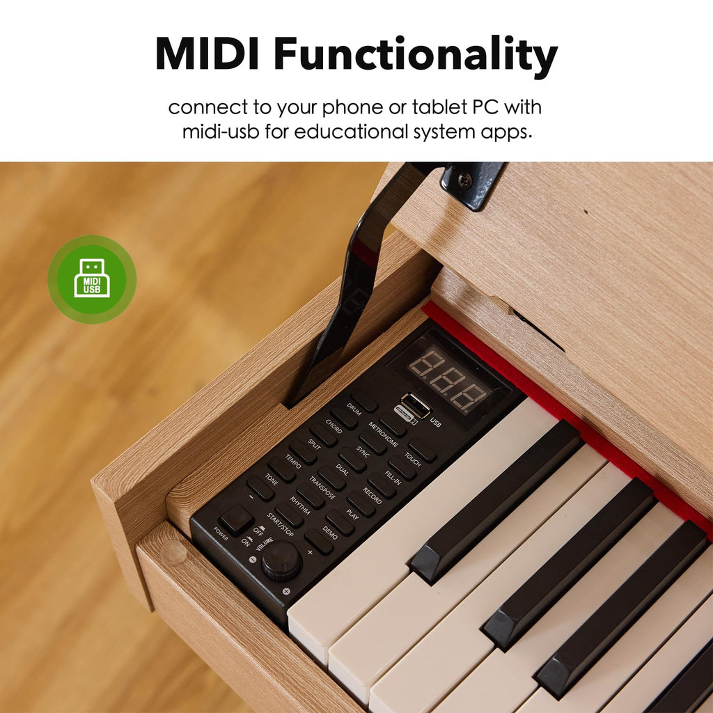 Digital Piano 88 Key Weighted Keyboard,Full-Size Desk Progressive Hammer-Action Electric Piano For Beginners, With Sheet Music Stand, Pedal,Power Adapter, Headphone Mode, Usb-Midi