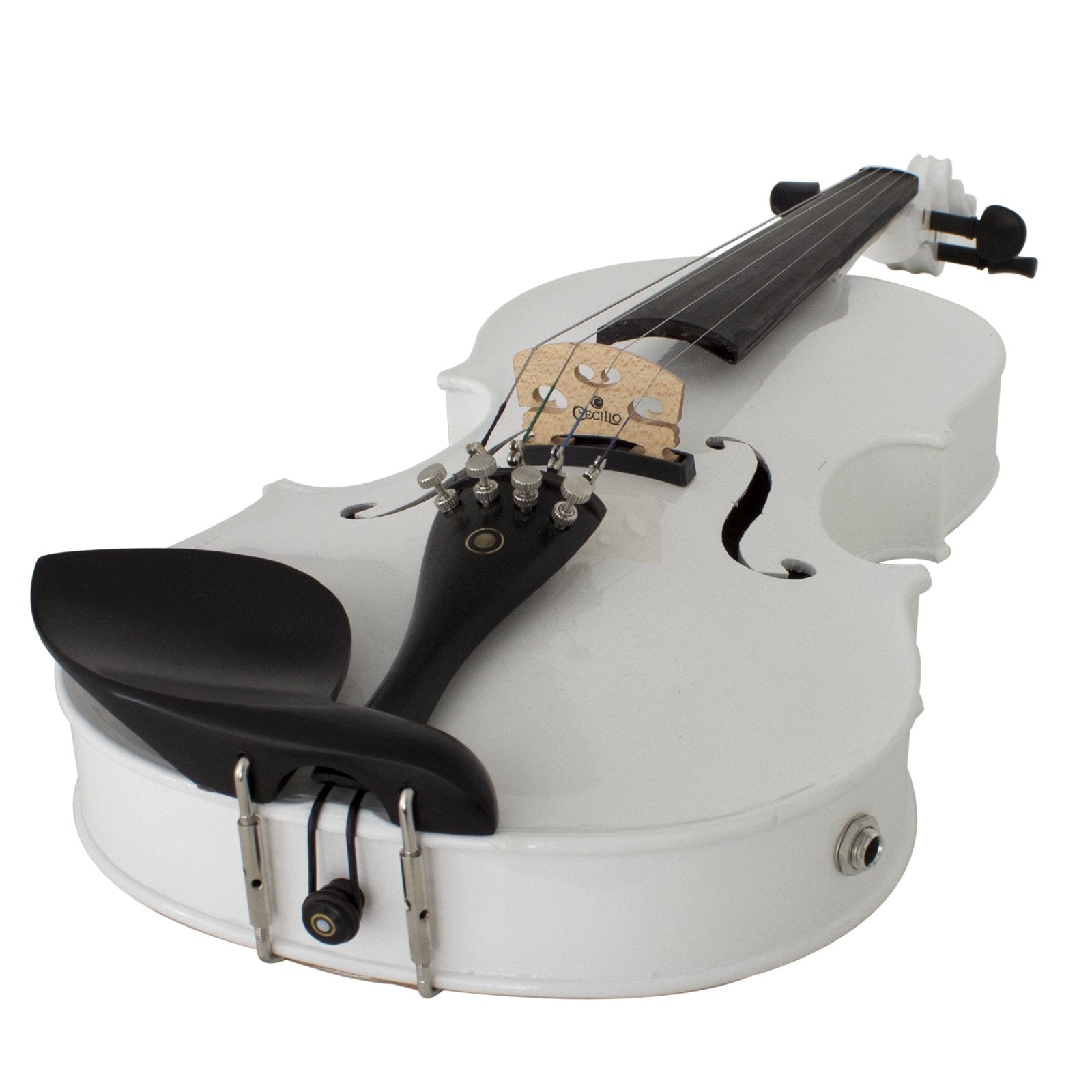 Cecilio 4/4 Full Size Acoustic & Electric Violin for Beginners & Professionals, Hand-Carved Solid Spruce Top, Ebony Fine Tuners, Full Set with Case, Bow, Rosin & AUX Cable (Metallic Black)