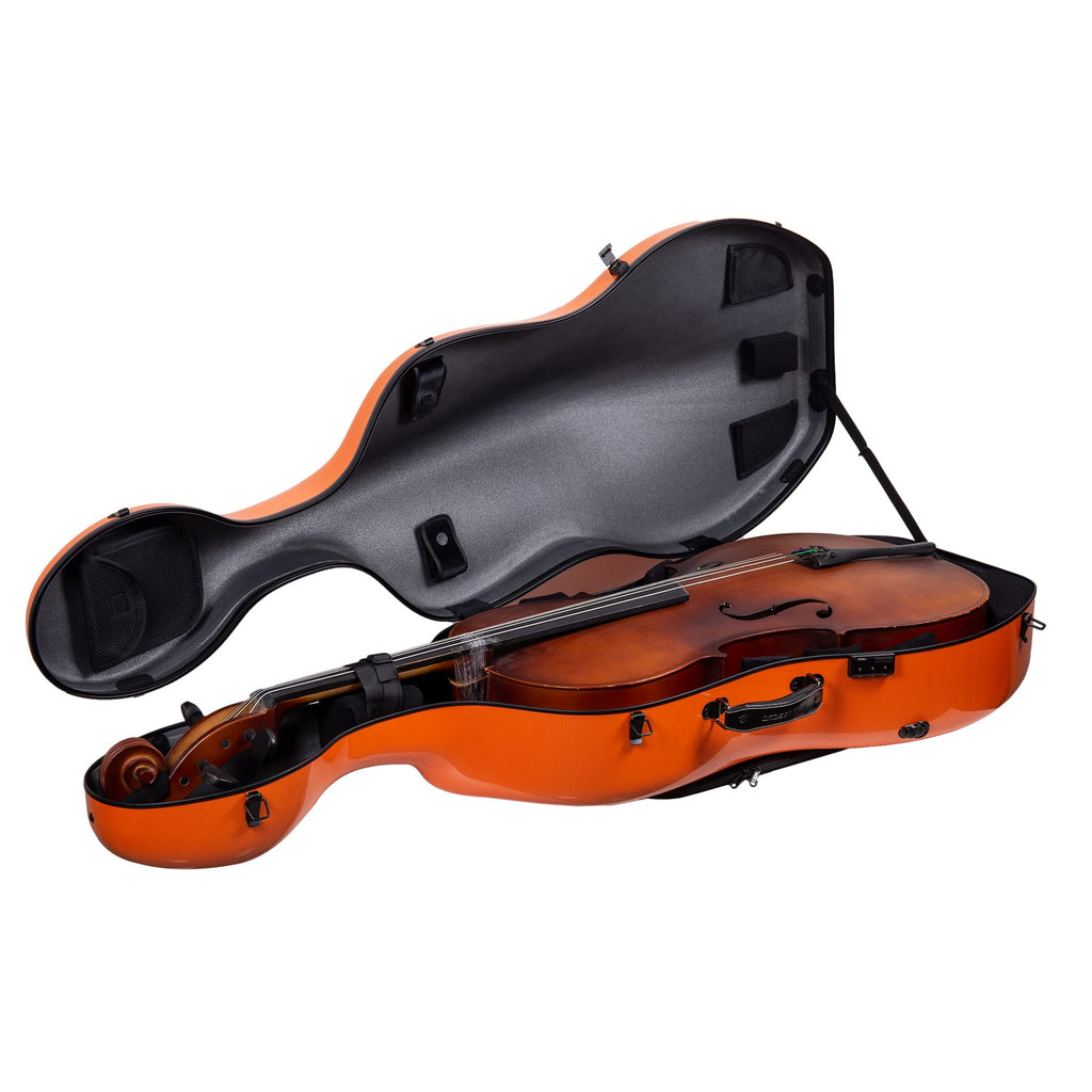 Crossrock Carbon Fiber Case fits for 4/4 Full Size Cello with Removable Shoulder Straps-Black(CRF3020CEFBK)