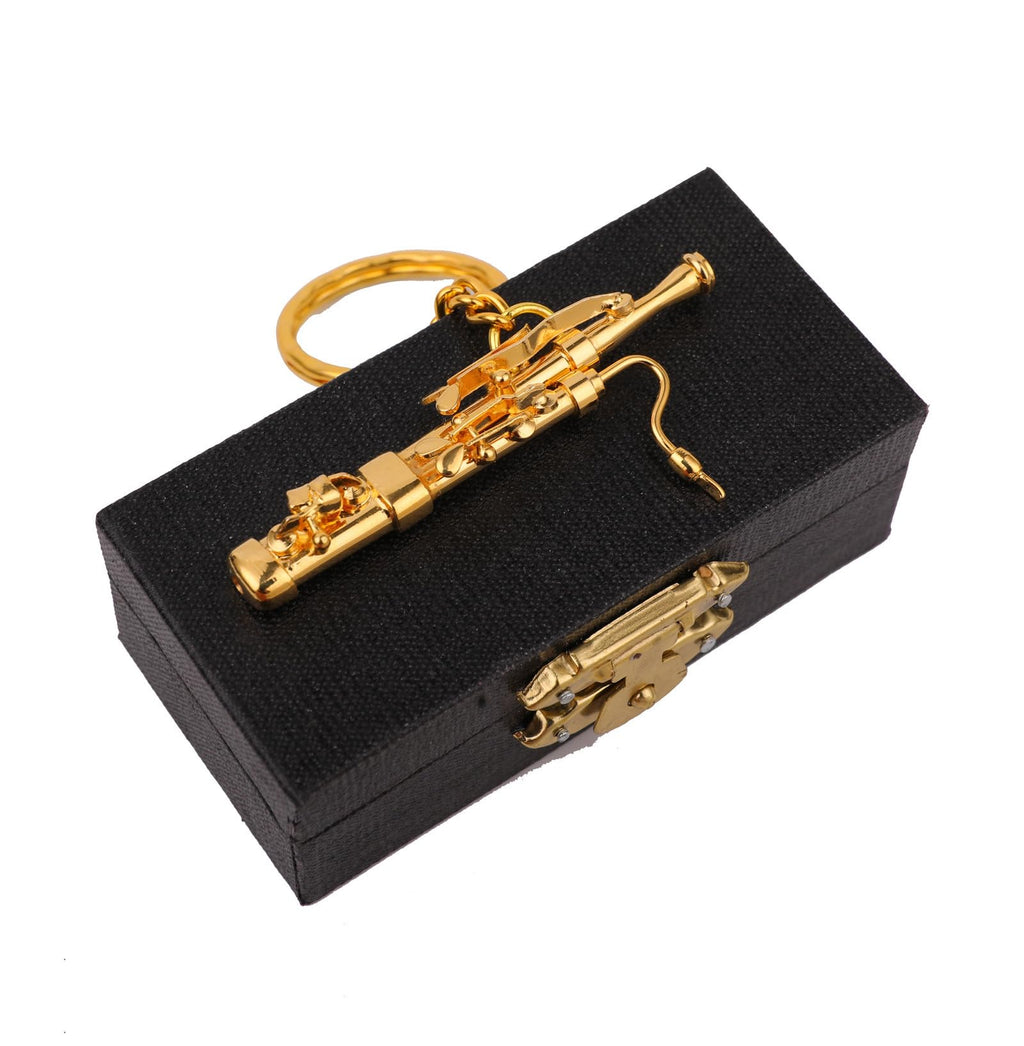 Miniature Musical Instrument Keychain with Case Brass Mini Collectible Figurines Replica Key Ring Birthday Gifts