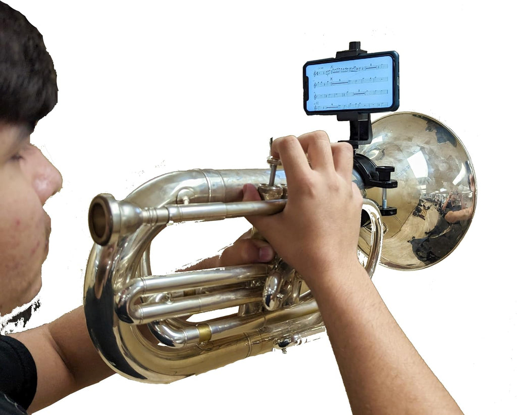 Low Brass XL Phone Lyre 2”-4” for Marching Baritone, Euphonium, Bass Trombone, and More. Brass Horn Instrument Accessory