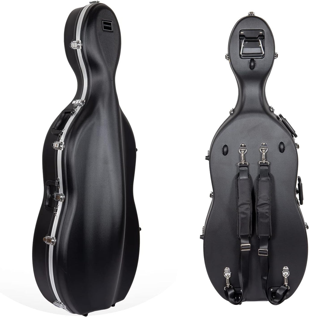 Crossrock Commuter ABS Cello Case for 4/4 & 3/4 | Matte Blue Diamond Shell, Wheels & Backpack Straps – Lightweight Case for Daily Rehearsal & Travel