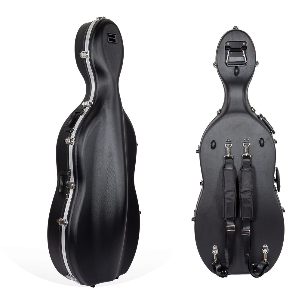 Crossrock ABS Cello Case for 4/4 & 3/4 Size | Wine Red Velvet Interior, Molded Hardshell with Wheels, Lock, Dual Bow Holders & Backpack Straps-Dark Red (CRA862CEFDR)