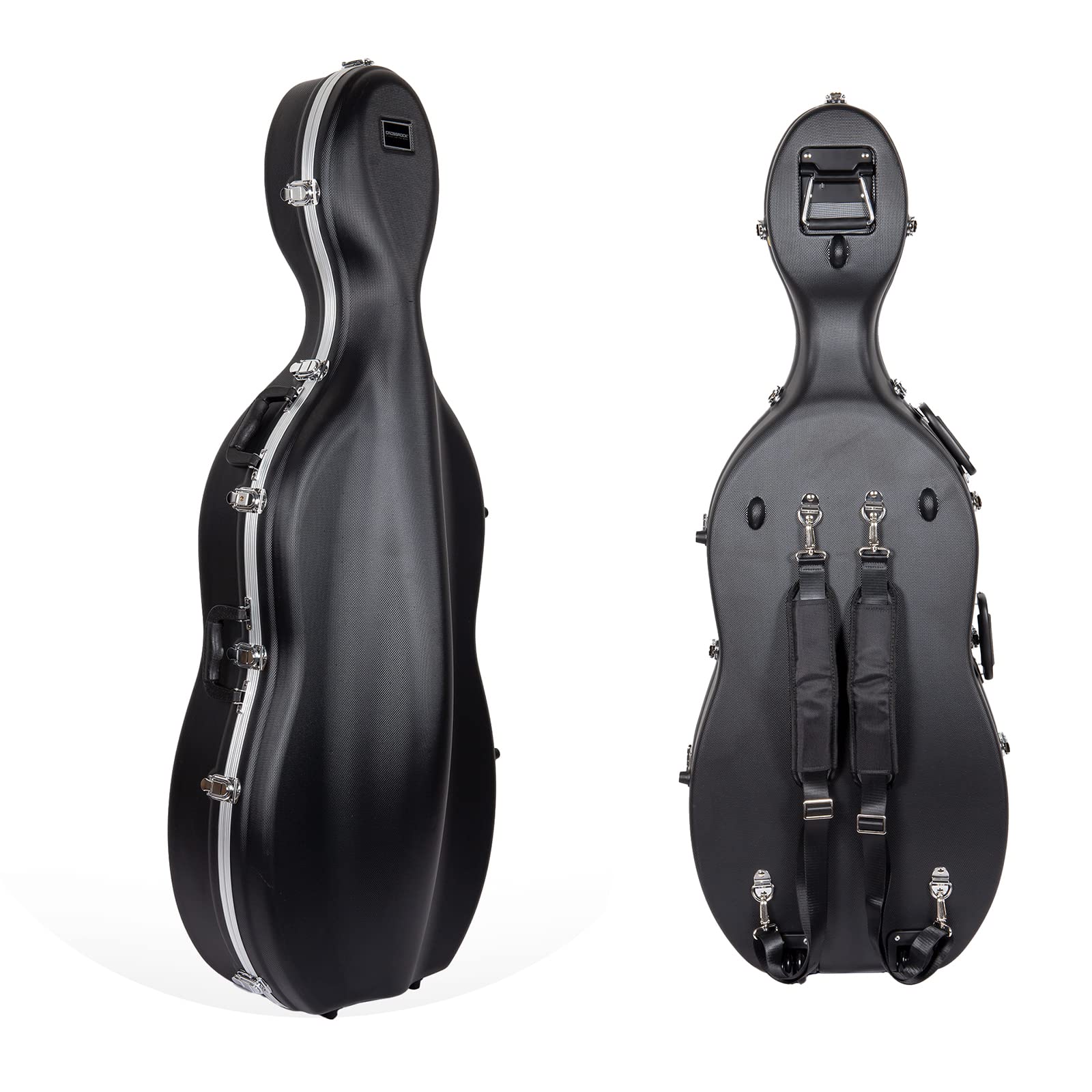 Crossrock ABS Cello Case for 4/4 & 3/4 Size | Wine Red Velvet Interior, Molded Hardshell with Wheels, Lock, Dual Bow Holders & Backpack Straps-Dark Red (CRA862CEFDR)