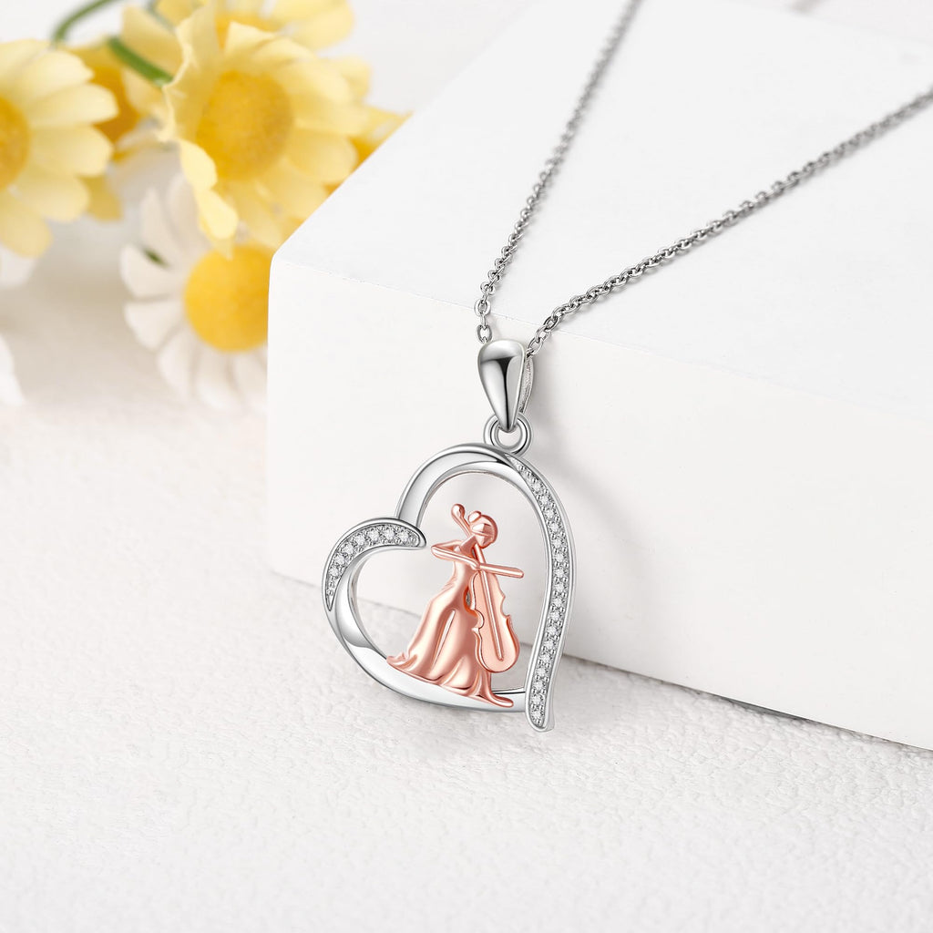 Sterling Silver S925 Ballet/Violinists/Gymnastics/Cello/Runner/Tennis/Piano/Artist Necklace Jewelry Gifts for Women Christmas Gift