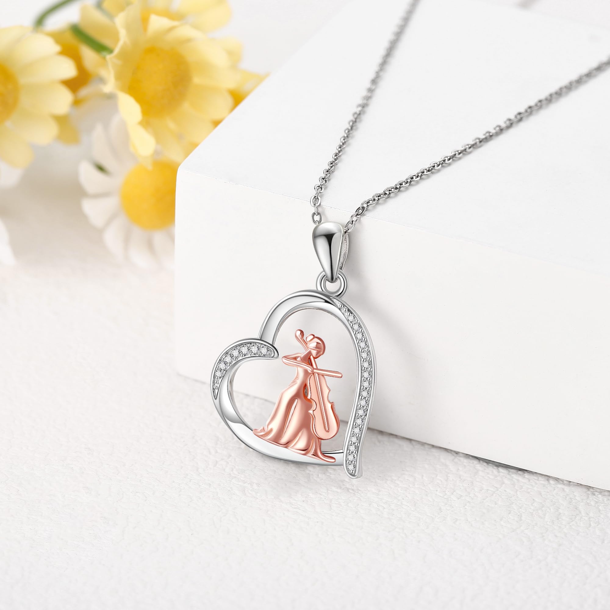Sterling Silver S925 Ballet/Violinists/Gymnastics/Cello/Runner/Tennis/Piano/Artist Necklace Jewelry Gifts for Women Christmas Gift