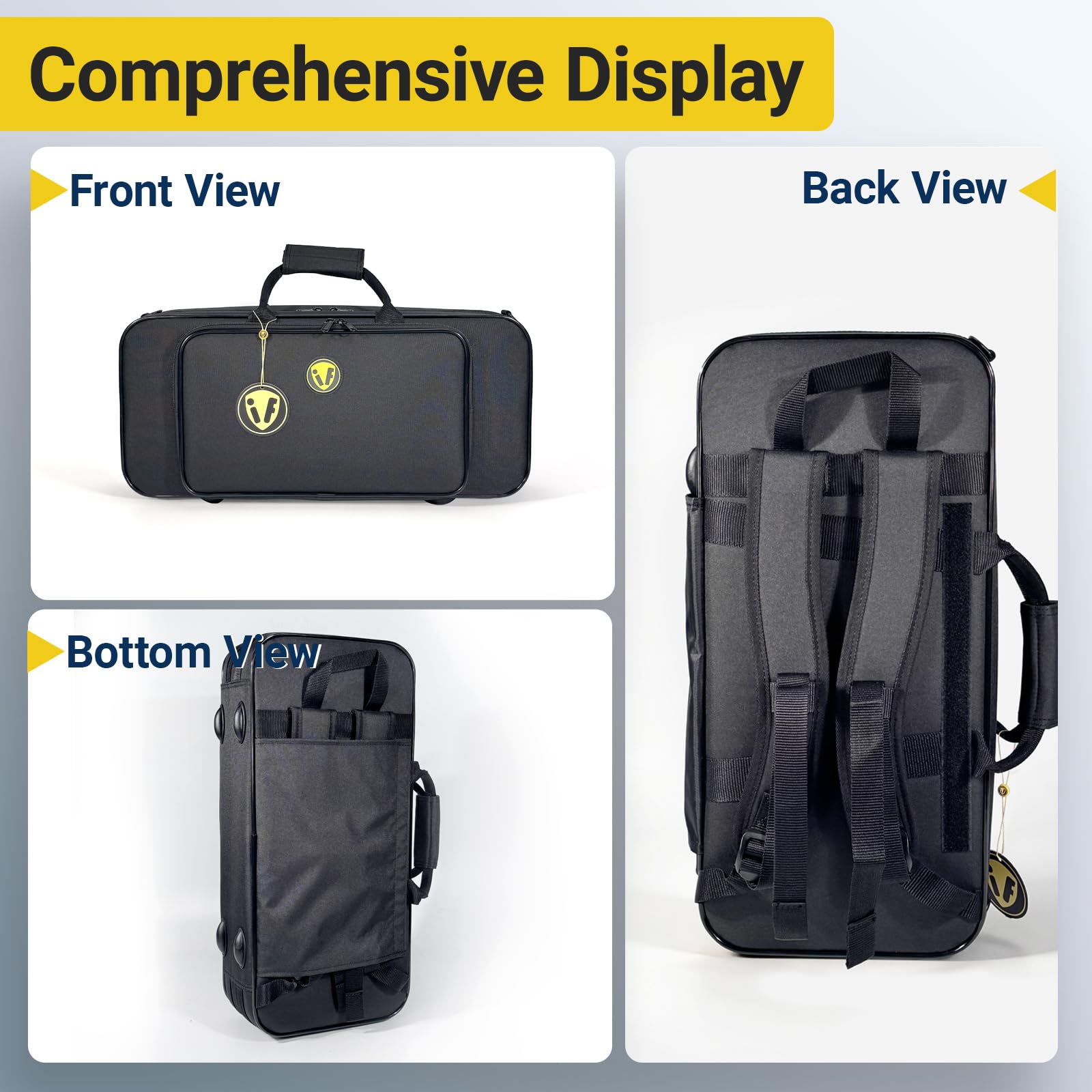 Contoured Trombone Case with Built-In Backpack Straps, Gig Bag | Omebaige Contoured Trombone Case: Built-In Backpack Straps, Impact-Resistant Foam Velvet Interior, 600D Nylon Design.