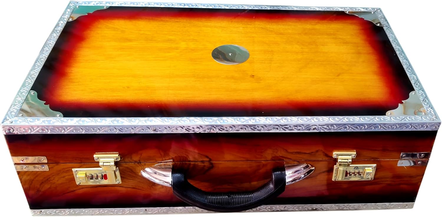 Harmonium, Maanvish Professional Harmonium Portable, Triple Reeds, 3 1/2 Octaves, 9 stops,4 Extra Notes, Padded Bag