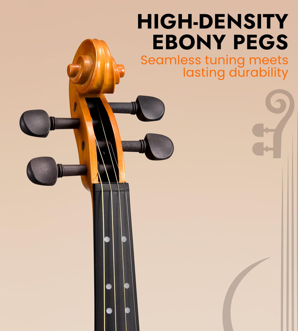 Tostar Acoustic Violin Full Size 4/4 Violin Set Starter Kit with Carrying Case, Violin Bow, Bridge, Rosin, Shoulder Rest, Stickers, Instruction Extra Strings for Beginner Retro Matte