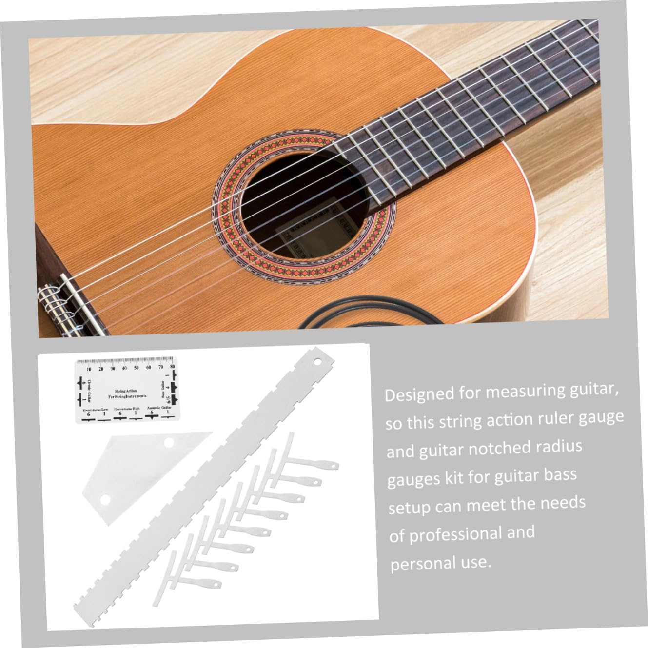 12pcs Guitar Setup Kit Luthier Tools with High-precision String Action Gauge Fret Rocker and Radius Ruler for Electric Acoustic Bass Guitar Maintenance and Adjustment