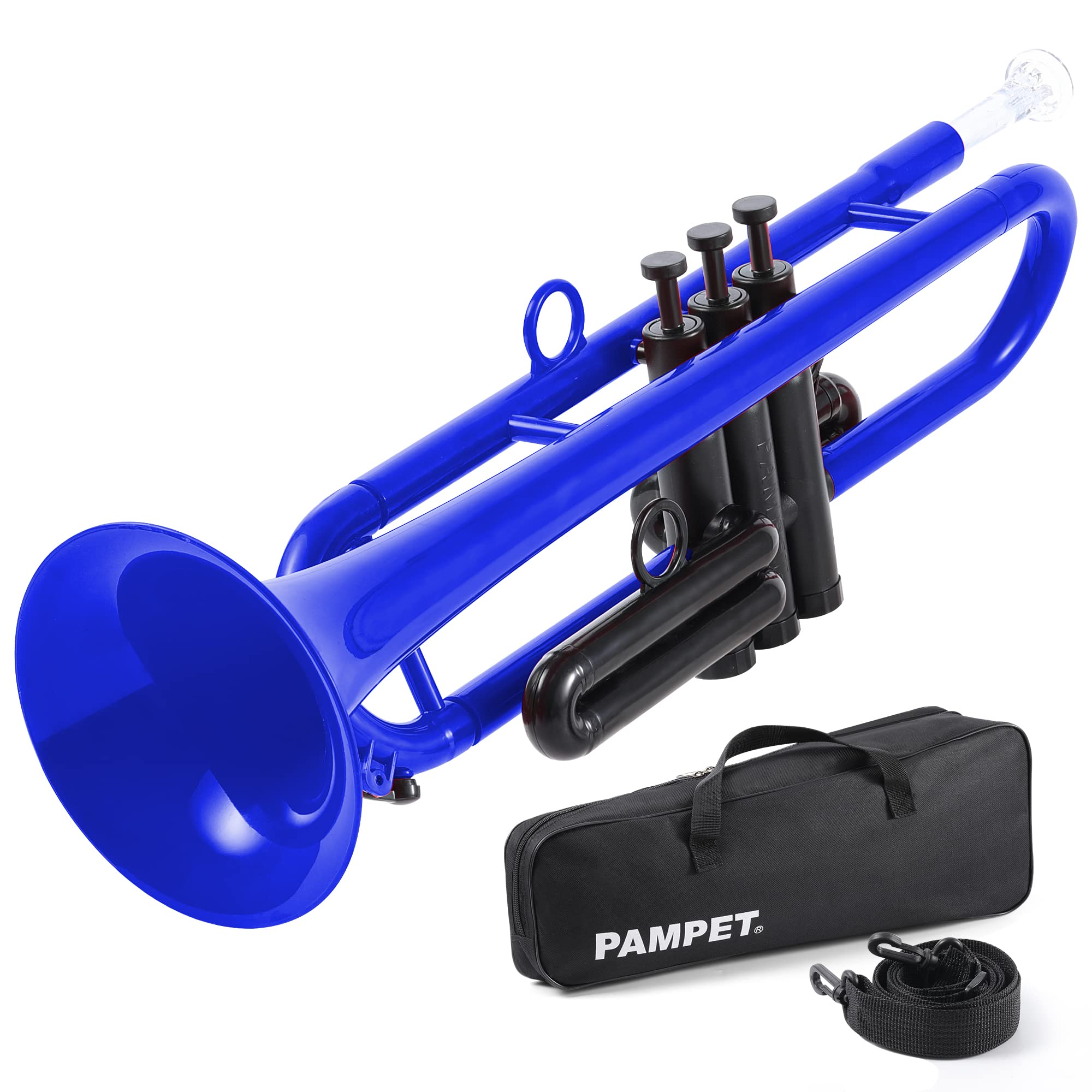 PAMPET Professional Plastic Bb Trumpet Standard Trumpet Set for Student Beginner With 7C Mouthpiece and 3C Mouthpiece, Bb Trumpet Instrument, Black,