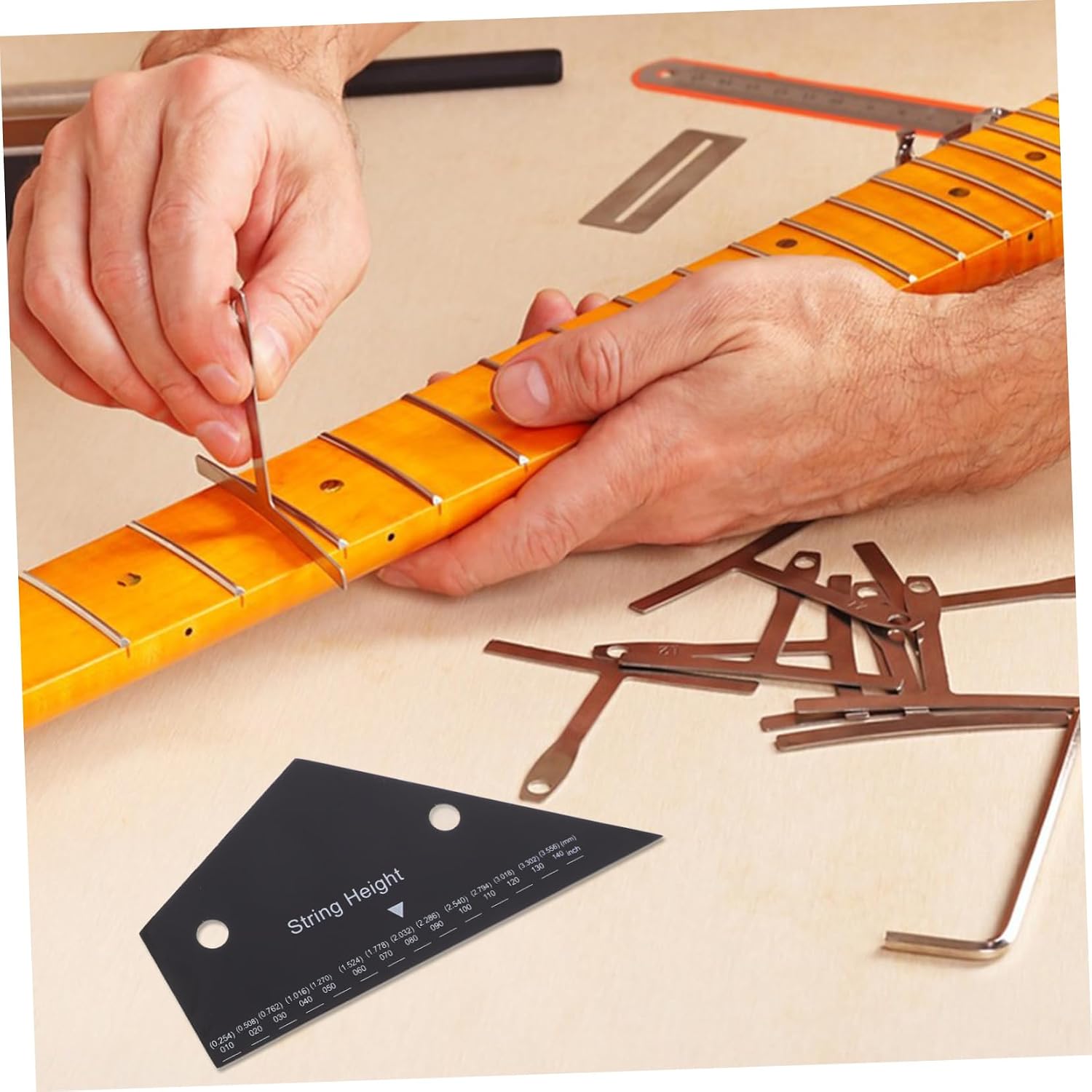 YARNOW Guitar String Action Gauge Ruler Stainless Steel Measurement Tool for Precise String Height for Electric and Acoustic Guitars Luthier Tool for Accurate Setup