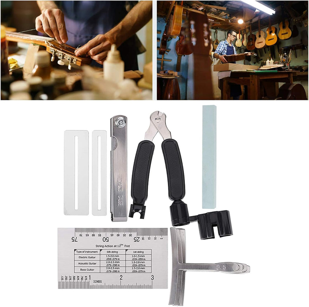 Guitar Tool Set, Professional Guitar Sander with Radius Gauge and String Action Ruler, Complete Guitar Accessories Kit for Electric Guitar, Bass, Banjo, Mandolin and Various String