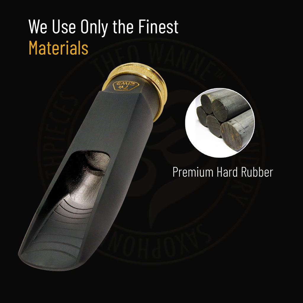 Theo Wanne Vintage Gaia 4 Tenor Saxophone Mouthpiece - Roll-Over Shark Gill Baffle - Huge, Warm and Free Sound – Large Stadium Chamber - Includes Reed Replacer Cap