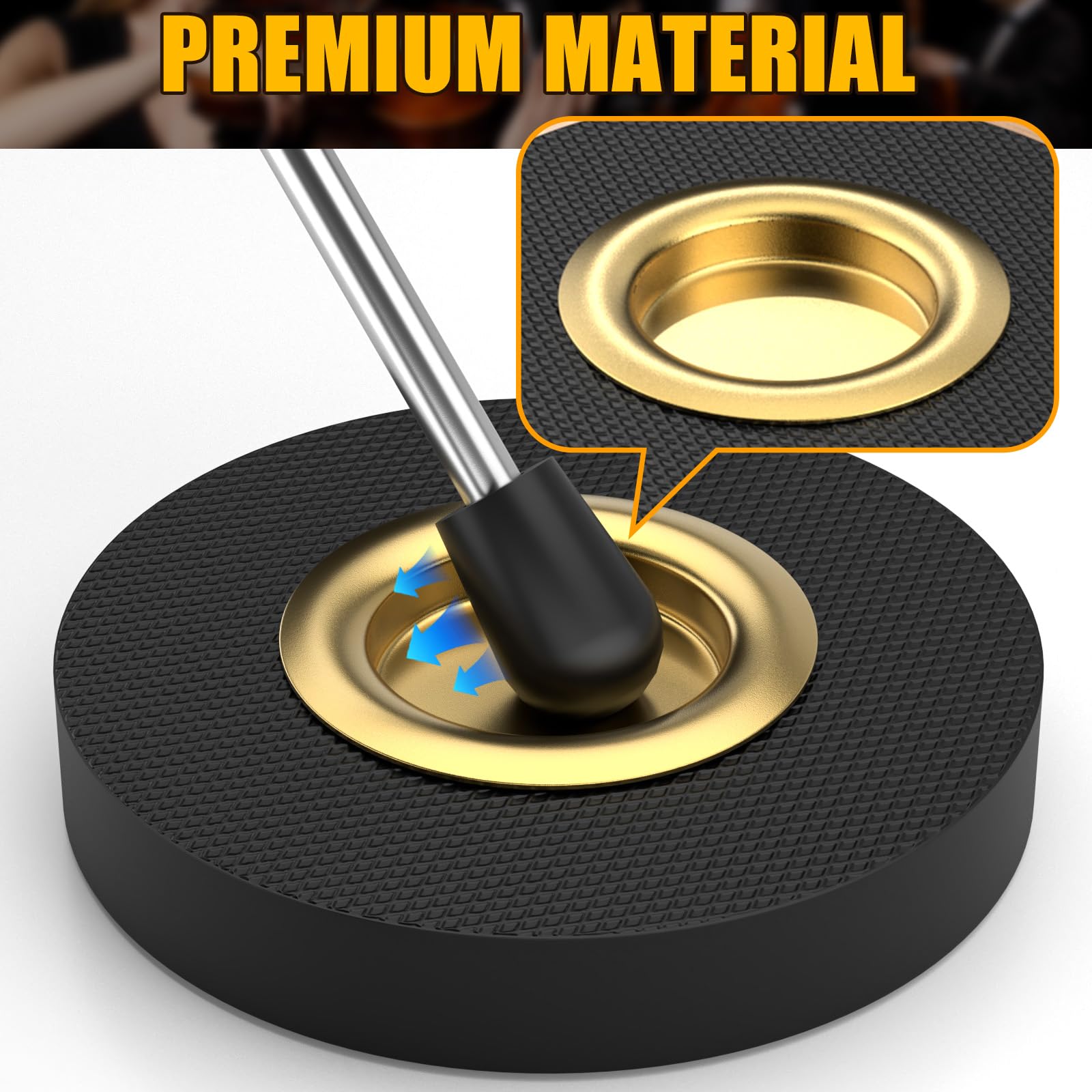 Facmogu Rock Stop for Cello, Cello Endpin Rest for Floor Protector String Instrument Accessory Christmas Gift, Rock Stop Endpin Stand Holder with Reinforced Brass Cup & Rubber Mat Anti-Slip Base