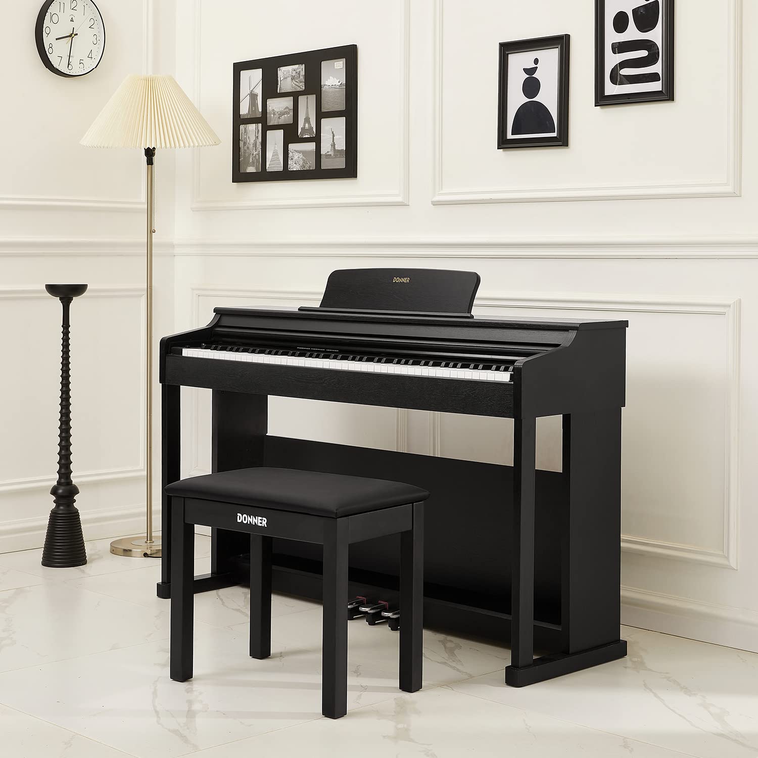 Donner DDP-100S Digital Piano 88 Key Weighted Graded Hammer-Action Piano Keyboard with MIDI In/Out, 200 Sounds & Rhythms, 100 Demo, Electric Piano with Bench for Beginner Professional