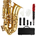 Ktaxon Alto Saxophone Drop E Brass Sax Full Kit for Student Beginners with Carving, Mouthpiece, Carrying Case, Gloves, Cleaning Cloth Bar, Detachable Strap, Shoulder Strap, Reed