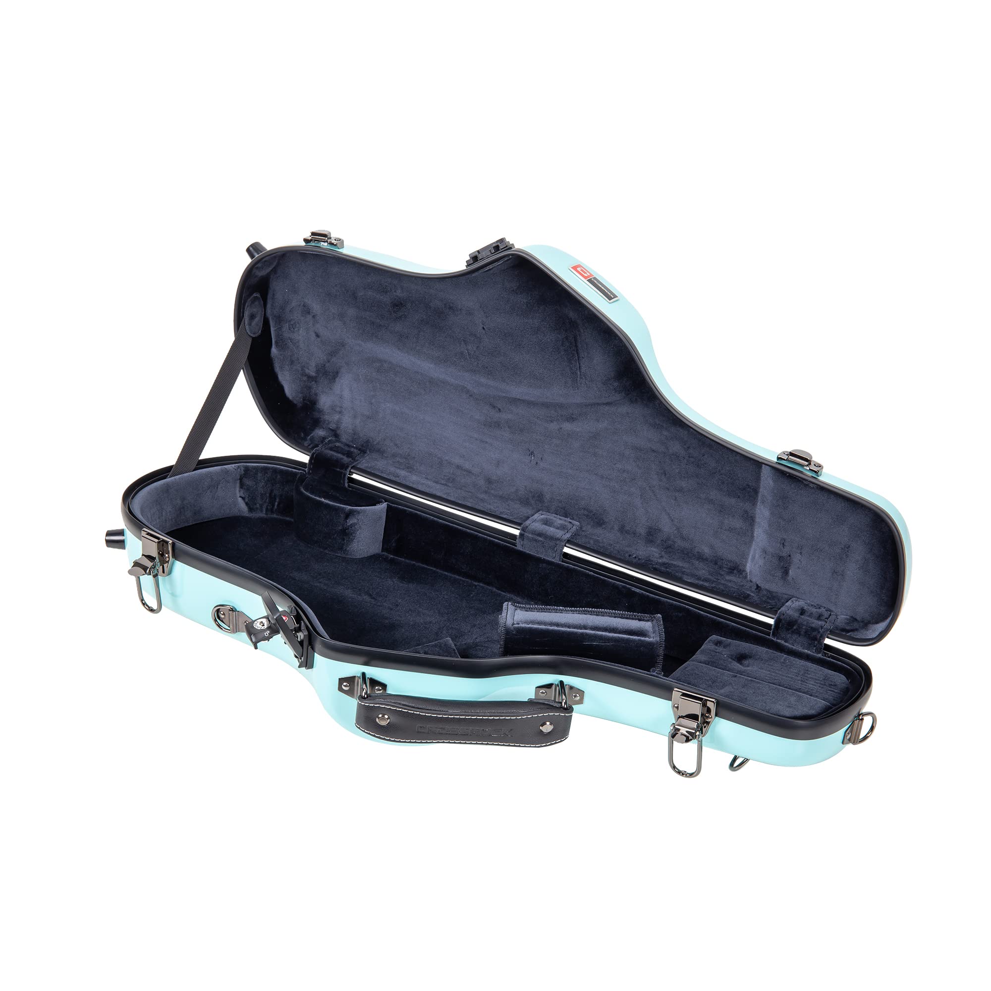 Crossrock Pro-Grade Straight Soprano Saxophone Case | Crimson Red Gloss, TSA Lock, Elite Protection, Detachable Backpack Straps, Accessory Pocket for Professional Musicians