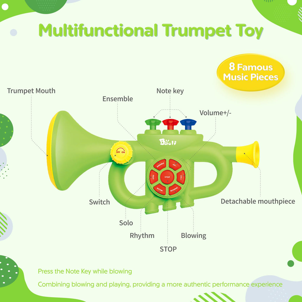 Generic Toddler Musical Trumpet Toy for Kids - 2026 Upgraded Musical Enlightenment Instrument Toy, Develops Musicality, for Boys Girls Ages 3 4 5 6 7 8, Pink