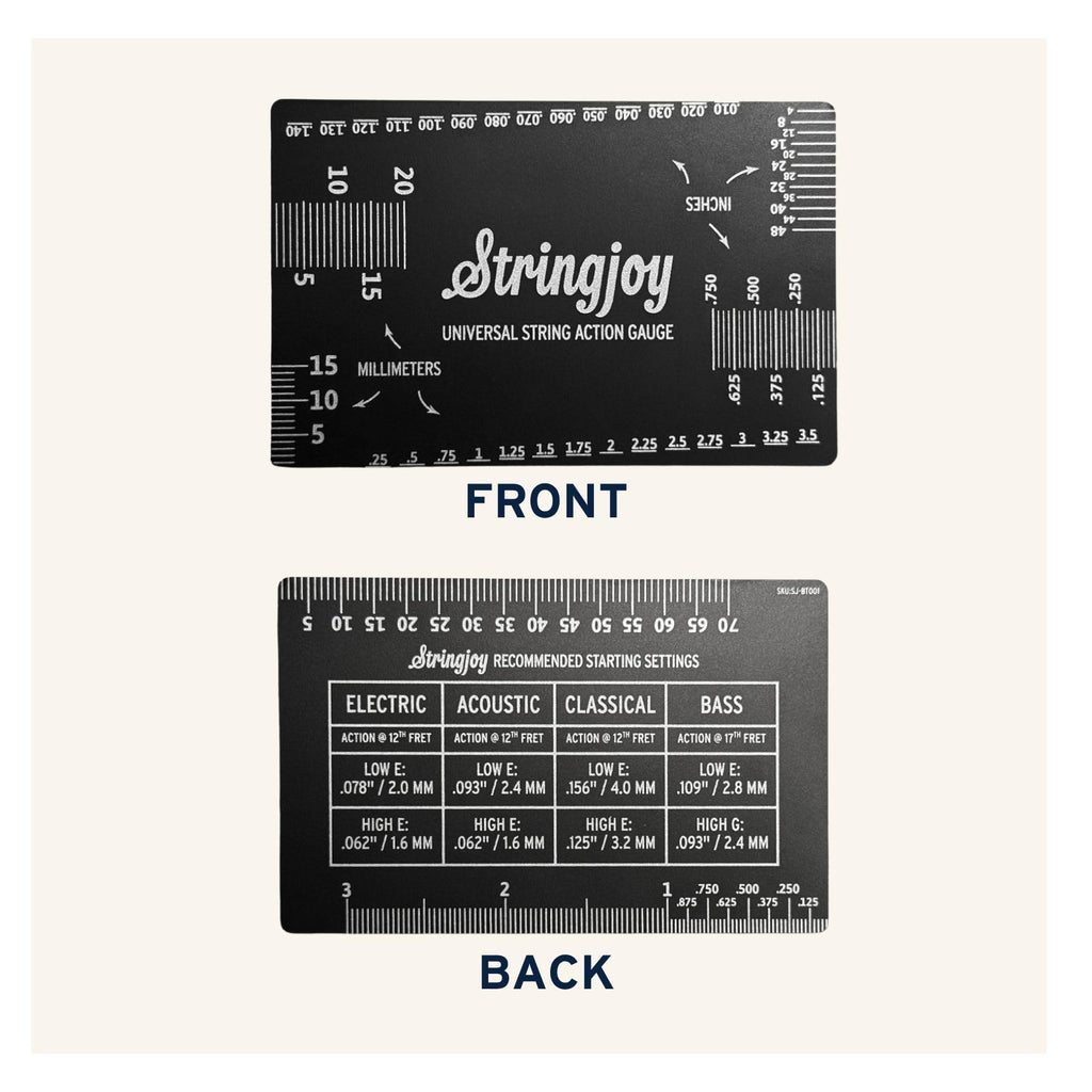 Stringjoy Universal String Action Gauge - Premium Guitar Action Gauge for Acoustic, Electric Guitars & Bass - Durable & Portable, Dual Metric