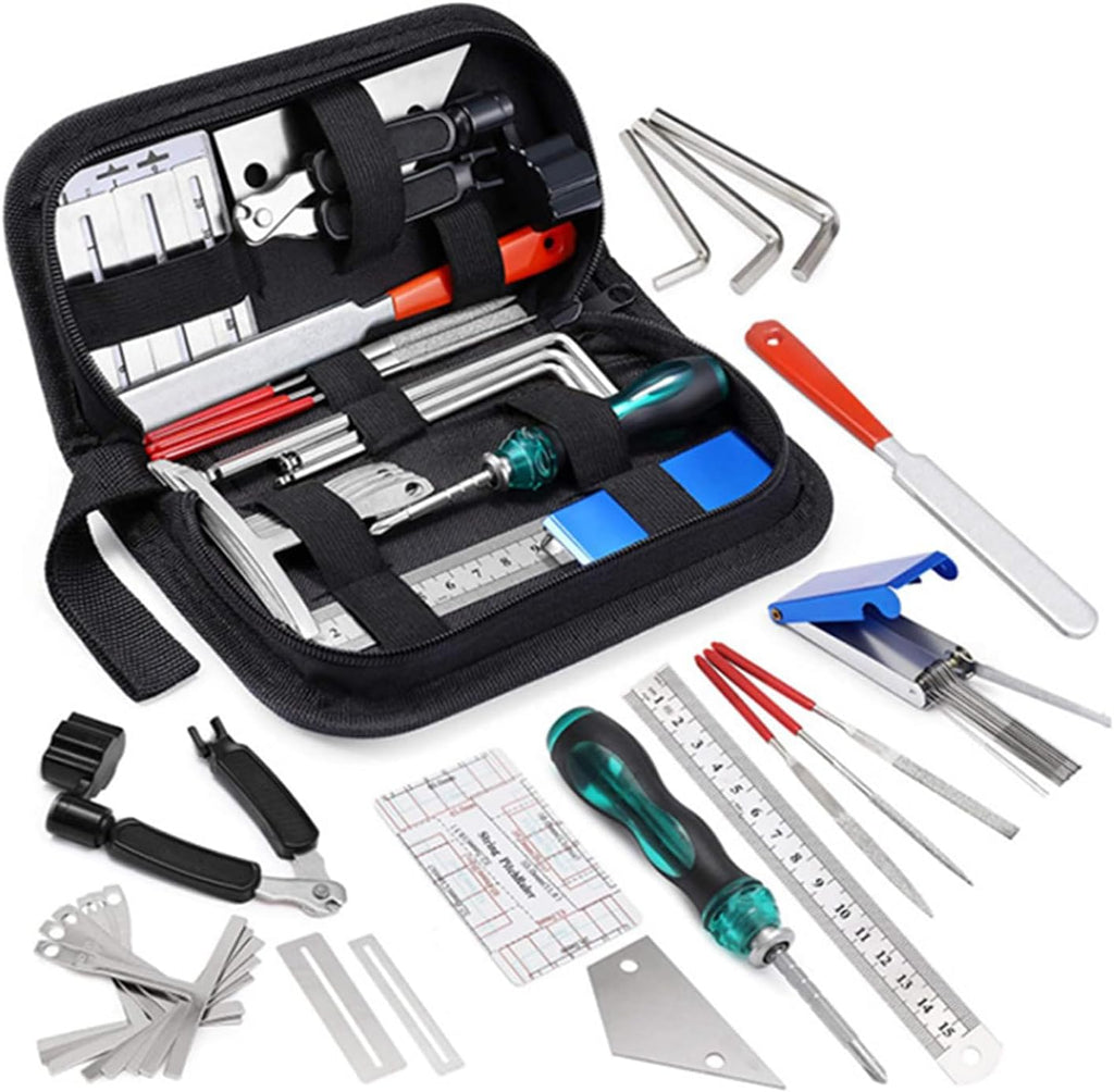 25Pcs Guitar Setup Kits Guitar Repairing Maintenance Tool with String Action Ruler Gauge Measuring Tool Wrench Enduring Repairing Maintenance