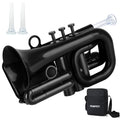 PAMPET DOLPHIN Pocket Trumpet Plastic Bb Trumpet Standard Trumpets for Student Beginner Bb Trumpets Instrument (Black)