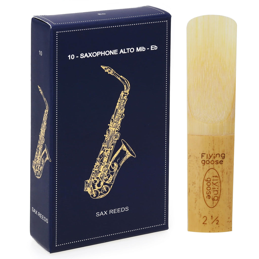 Alto Saxophone Reeds Strength 2.5, 10-Pack - Professional Quality Cane for Students & Beginners, Consistent Sound & Easy to Play, Includes Individual Case (Compatible with Alto Sax)