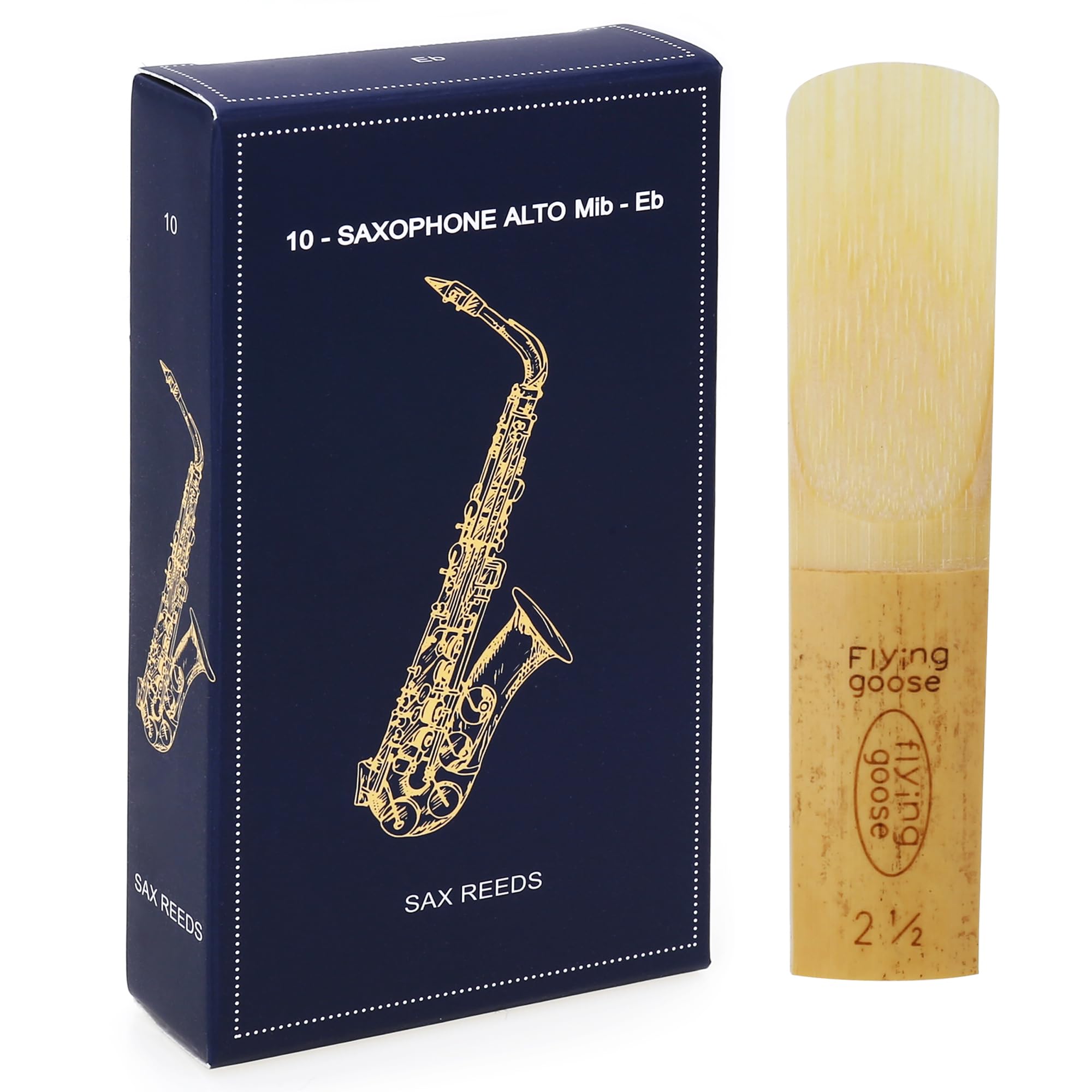 Alto Saxophone Reeds Strength 2.5, 10-Pack - Professional Quality Cane for Students & Beginners, Consistent Sound & Easy to Play, Includes Individual Case (Compatible with Alto Sax)