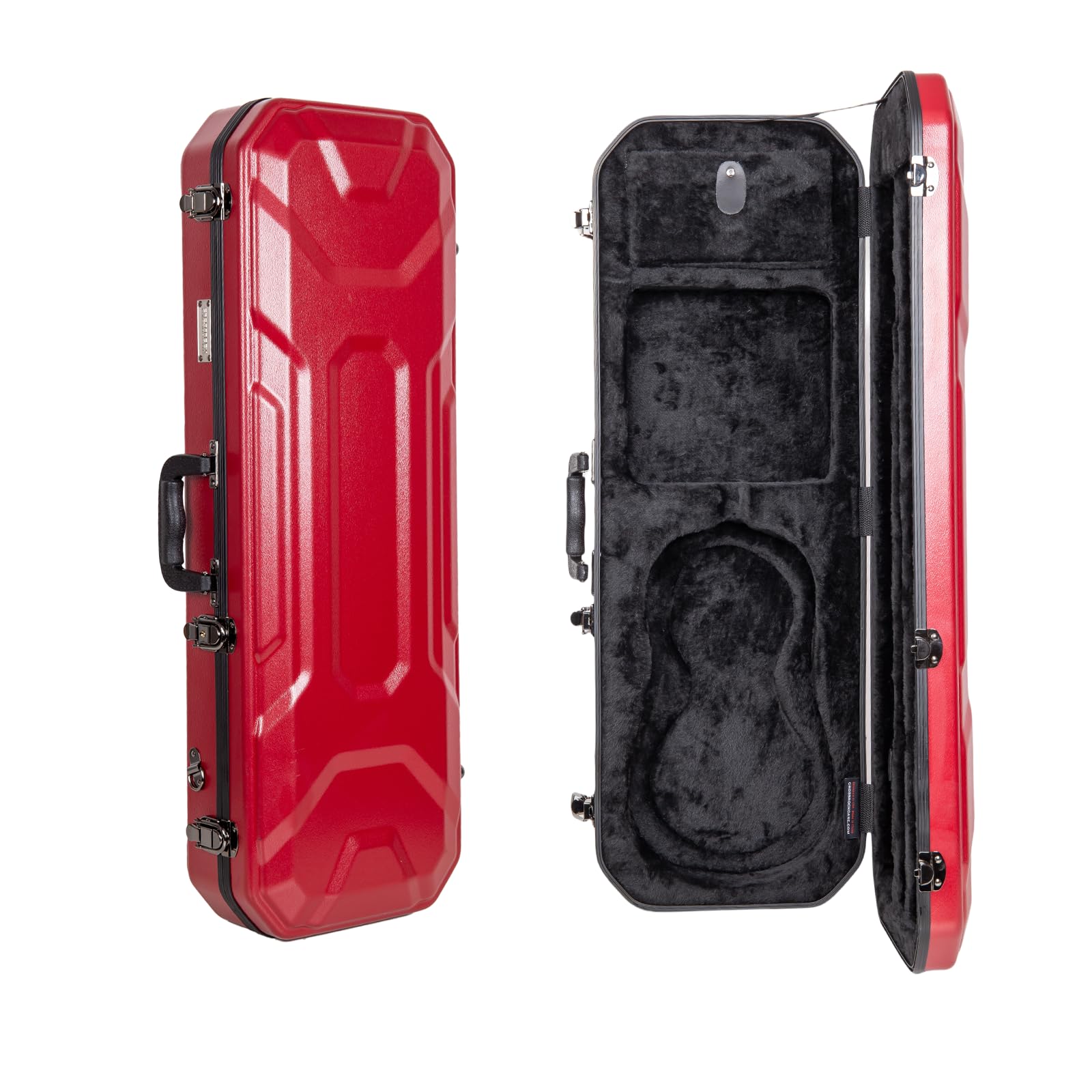 Crossrock Shaped Violin Case for 4/4 Full-Size Violin | Interior Accessory Compartment, 2 Bow Holders, Security Lock, Detachable Shoulder Straps - Black (CRA880VFBK)