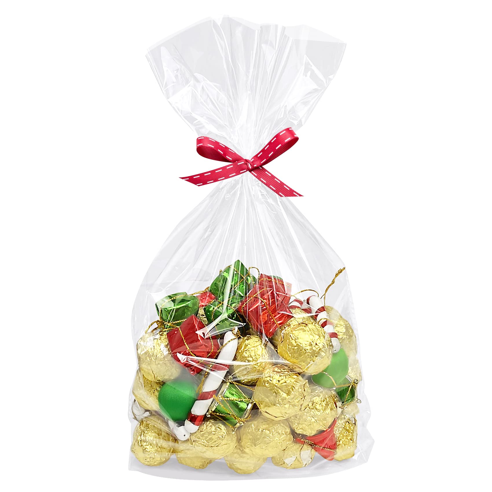 Morepack Large Cello/Cellophane Bags,30x 40 Inches Clear Basket Bags OPP Plastic Cellophane Wrap for Gift Baskets Packaging 20 Pieces (No Bow or Ribbon Included)