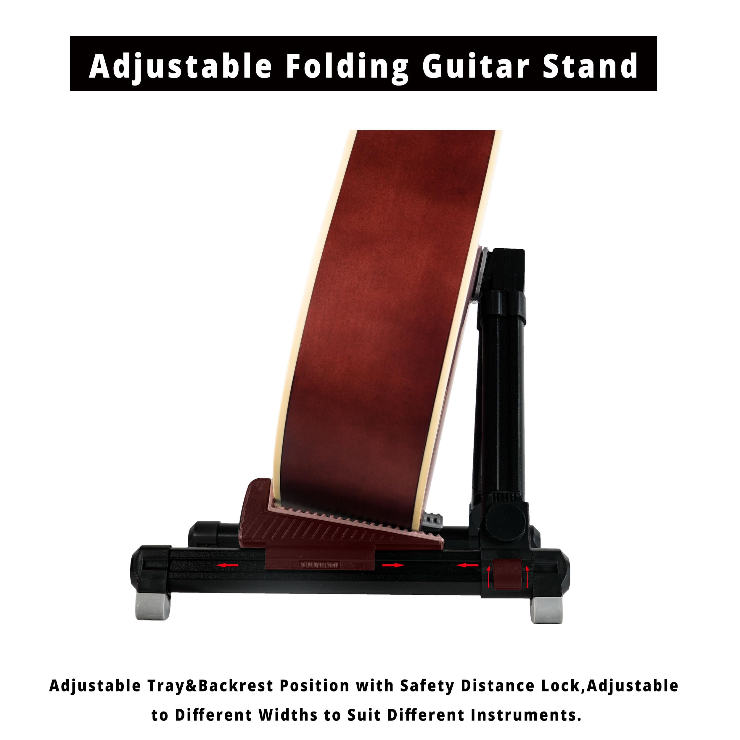 Guitar Stand,Wood Guitar Rack,A-Frame Folding Acoustic Electric Guitar Stands Floor for Bass,Cello,Banjo,Mandolin,Ukulele(Oak)