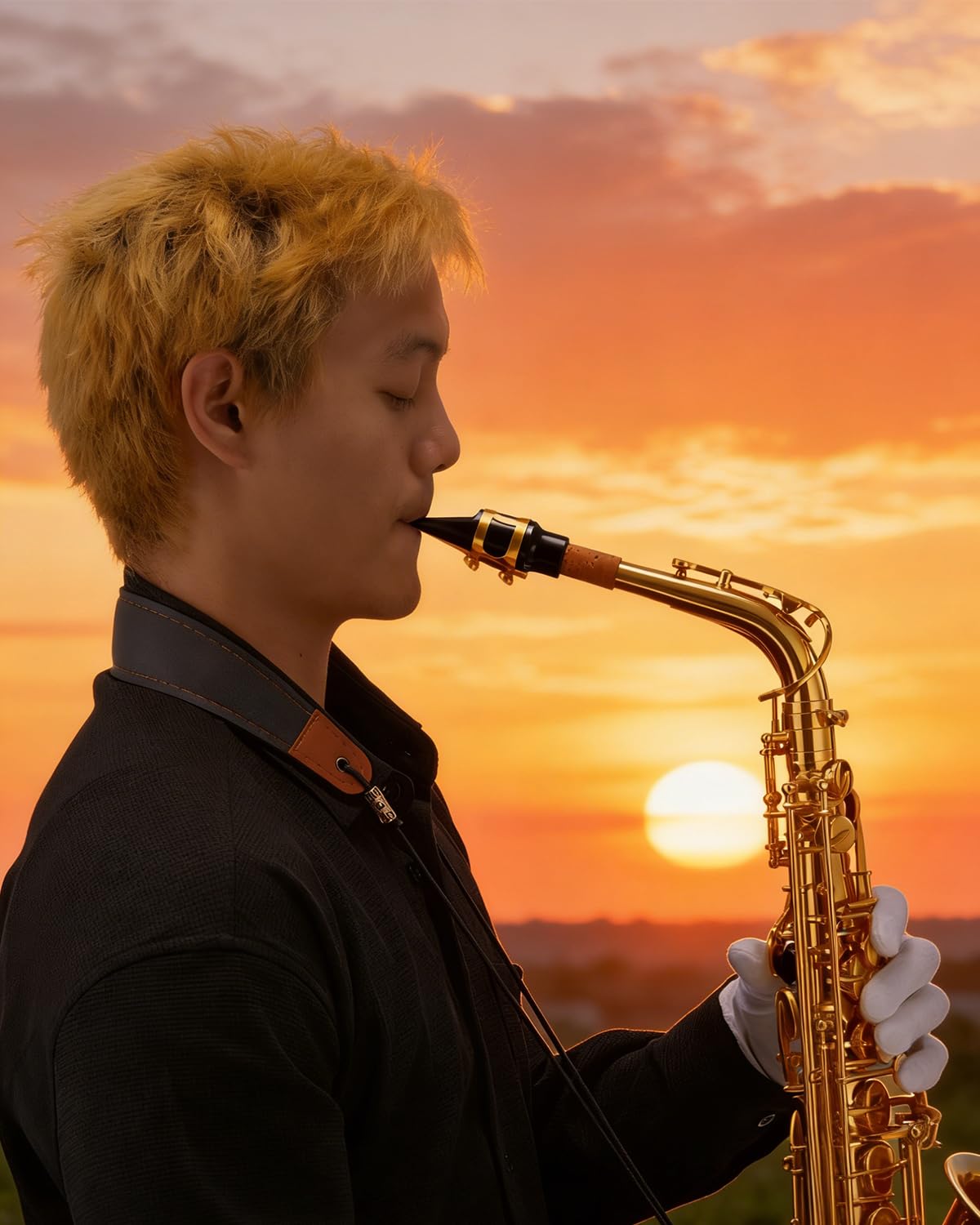 STRICH Eb Alto Saxophone Brass Student Beginner Alto Sax Kit with Hard Case Stand Neck Strap Mouthpiece and Reeds for School Band Home Practice, SSA-31B, Black