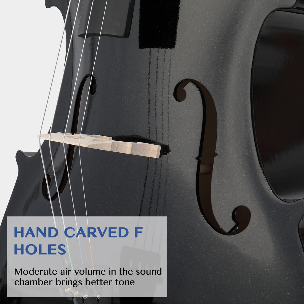 Ktaxon Full-Size Cello, Beginner Cello 4/4, Acoustic Cello Set with Portable Bag, Bow, Rosin, Bridge, Adults & Kids String Musical Instruments(White)