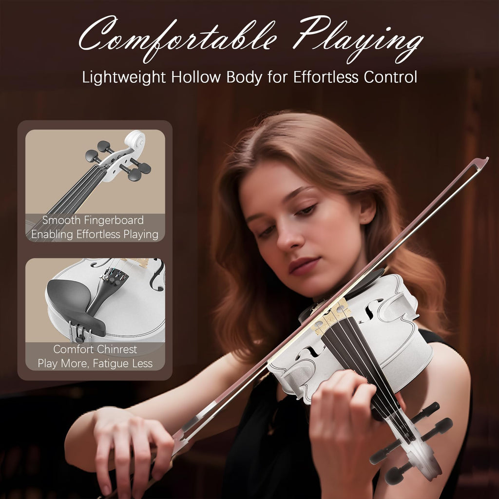 4/4 Full Size Beginner Violin, Acoustic Fiddle Set for Adults, Teens, and Students (Age 12+), with Case, Bow, Bridge, and Rosin (Pink)