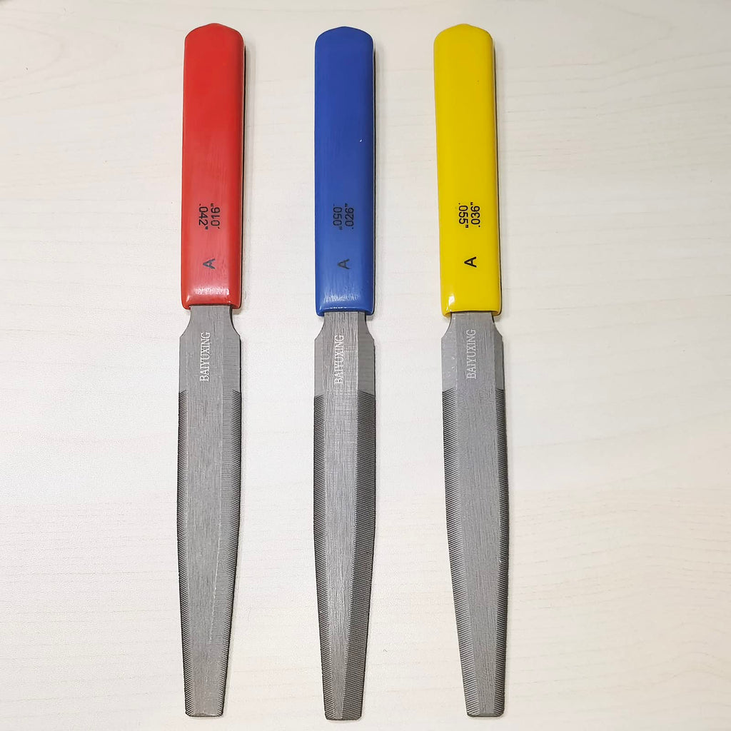 BAIYUXING,Electric Guitar files 3pcs,Acoustic Guitar file 3pcs,Bass Guitar flies 3pcs,Tapered Nut Files Double Edge Nut Slotting Files,Fret Crowning Files, Luthier tools(Electric Guitar files)