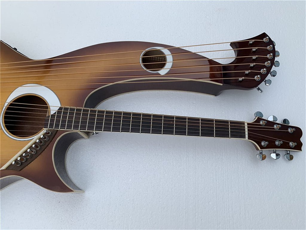 41 Inches 6/6/8 Strings Harp Acoustic Guitar 6-6-8 Strings Lyra Double Necks Electric Acoustic Guitar Guitar (Color : Harp Only) (Harp Only) (Harp Only One Size) (Harp Bag and Case One Size)