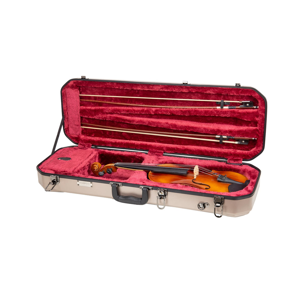 Crossrock Shaped Violin Case for 4/4 Full-Size Violin | Interior Accessory Compartment, 2 Bow Holders, Security Lock, Detachable Shoulder Straps - Black (CRA880VFBK)