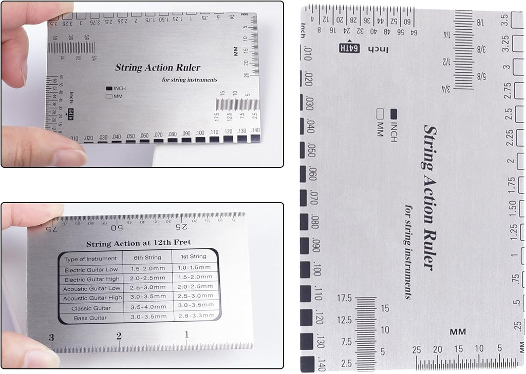 Guitar String Action Gauge Ruler Setup Tool Acoustic Guitar Setup Measuring Tool for Electric Basses Acoustic Guitar