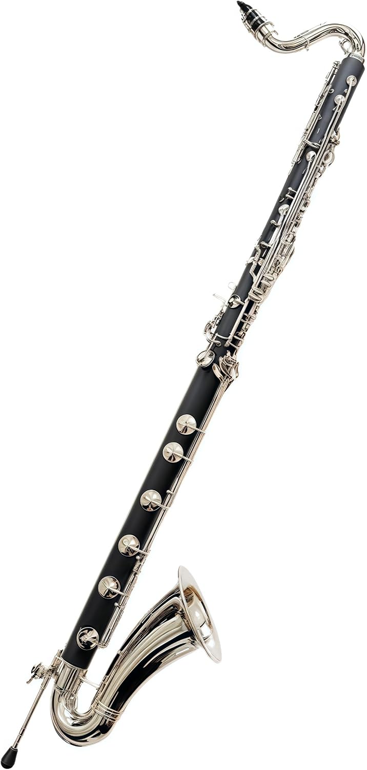 Low C Bb Clarinet Silver Plated Keys Bass Clarinet Professional Musical Instrument With Case