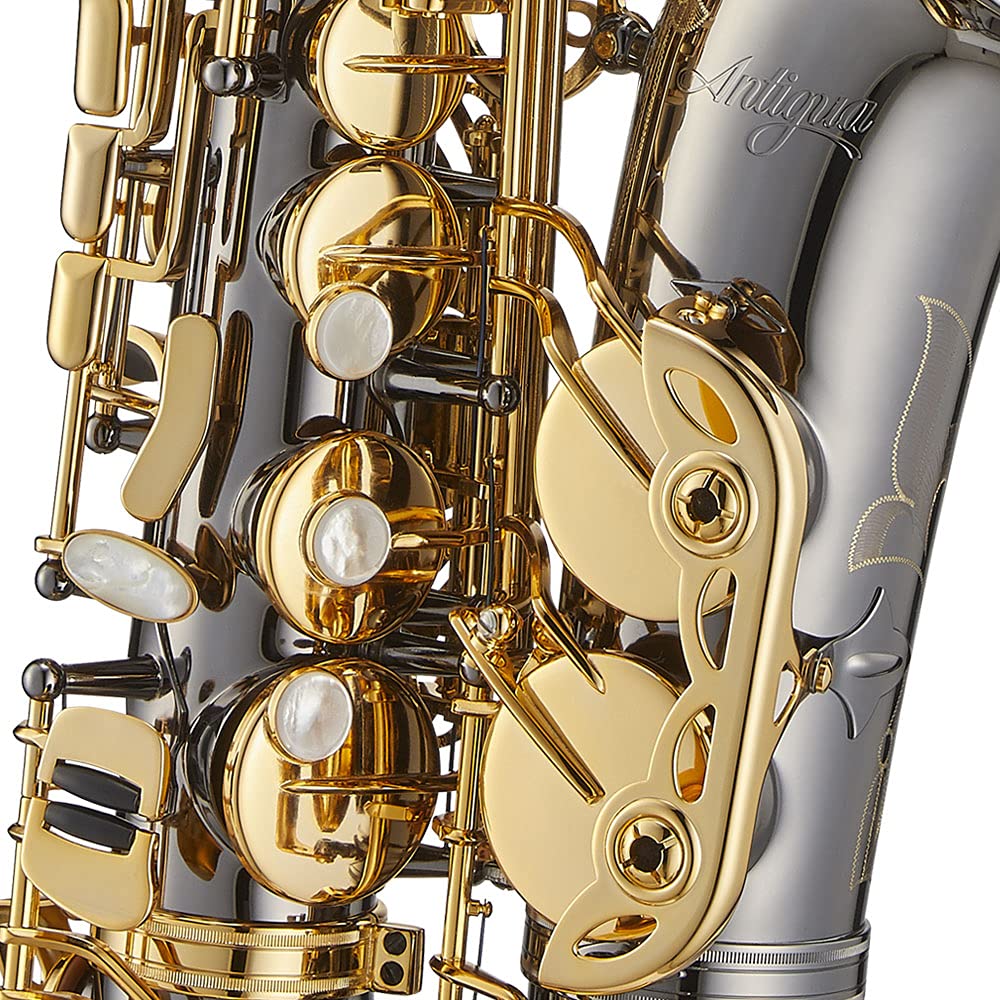 Antigua Winds PowerBell Professional Eb Alto Saxophone (Yellow brass/classic nickel plated/enlarged bell/new neck design/ergonomic design/hand engraving/ABS case)/WRAS4248CN