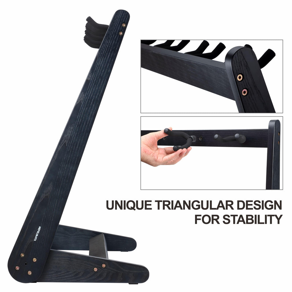 Nefelibata Multi-Purpose Guitar Stands 5 Wooden Guitar Rack Floor Stand for Guitars and Cases, Electric Guitars, Acoustic Guitars, Bass Guitars, Cellos - German Ash (Yellowish Brown)