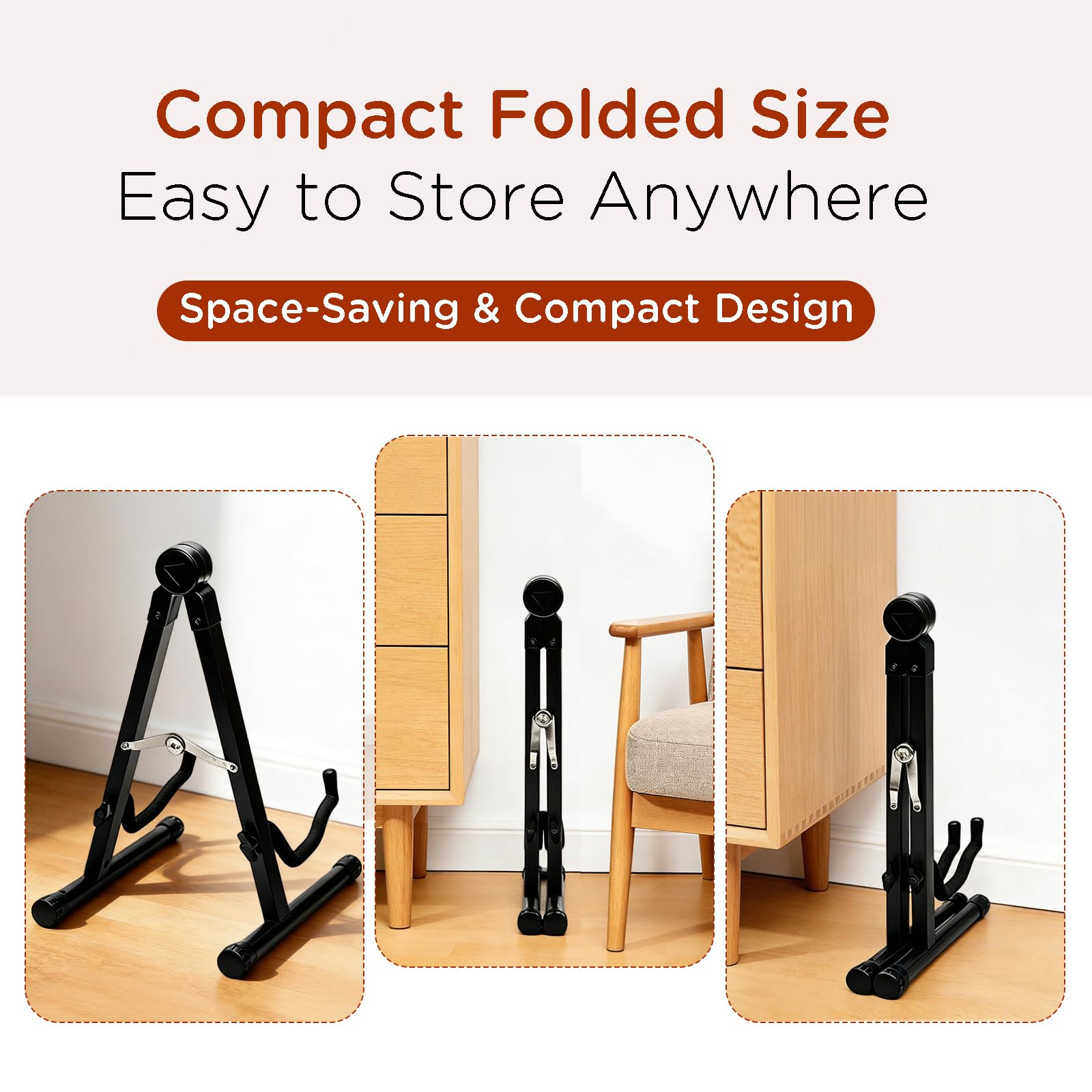 Cello Stand with Bow Holder, Wooden Stand for 1/2, 3/4, 7/8, 4/4 Full-Size, A-Frame Floor Cello Stand with Padded Foam and Non Slip Pad, Cello Display Stand (Black Walnut)