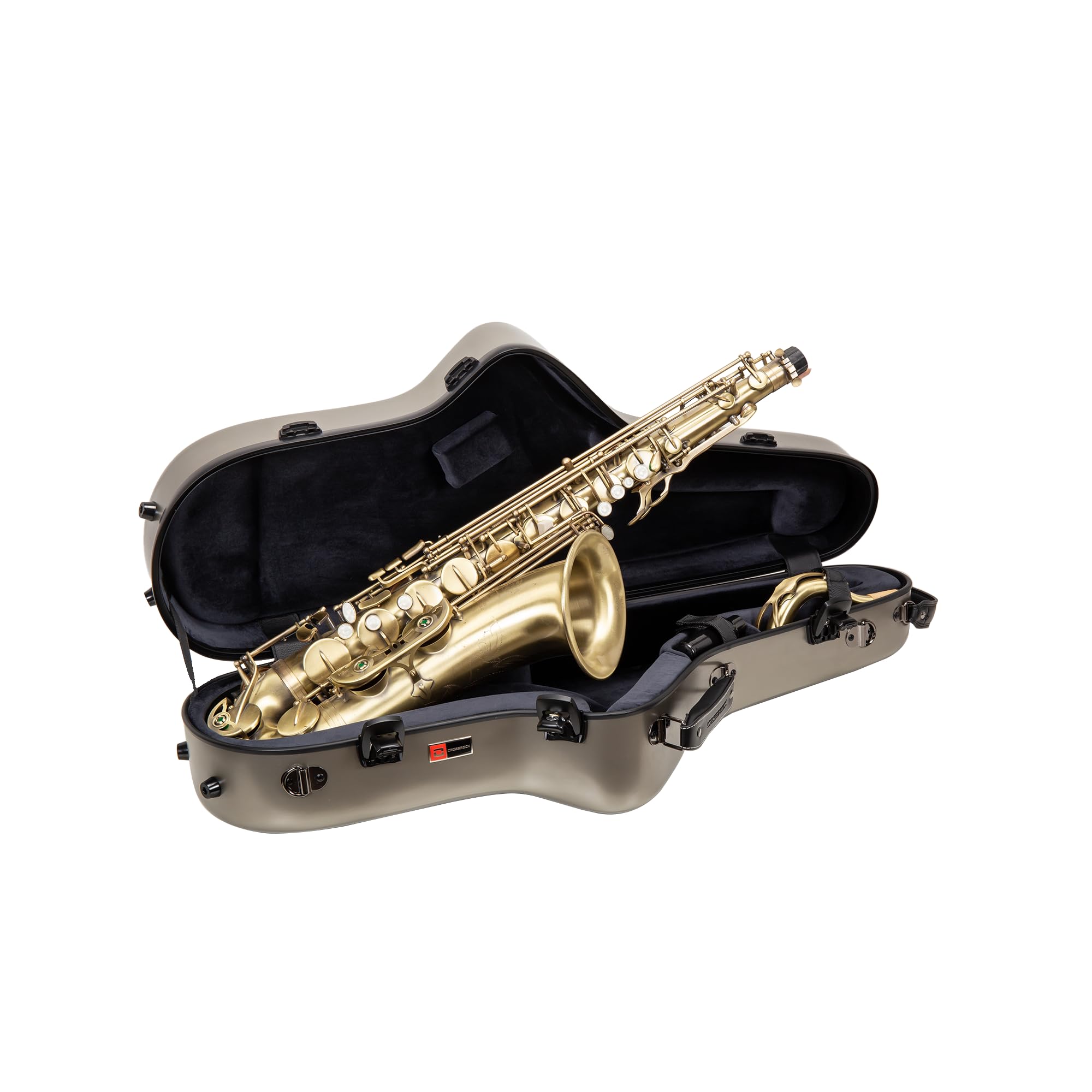 Crossrock Low A Baritone Saxophone Case with Wheels | Polycarbonate Hard Shell, TSA Lock, Anti-Scratch Finish, Neck & Mouthpiece Storage–Black (CRF4050BSBK)