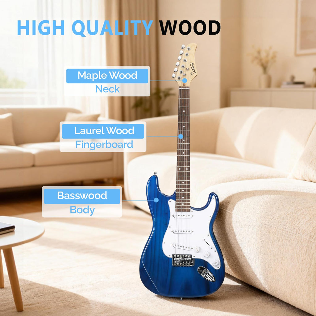 GLARRY Full Size Electric Guitar for Music Lover Beginner with 20W Amp and Accessories Pack Guitar Bag (GREEN, Left Handed 39")