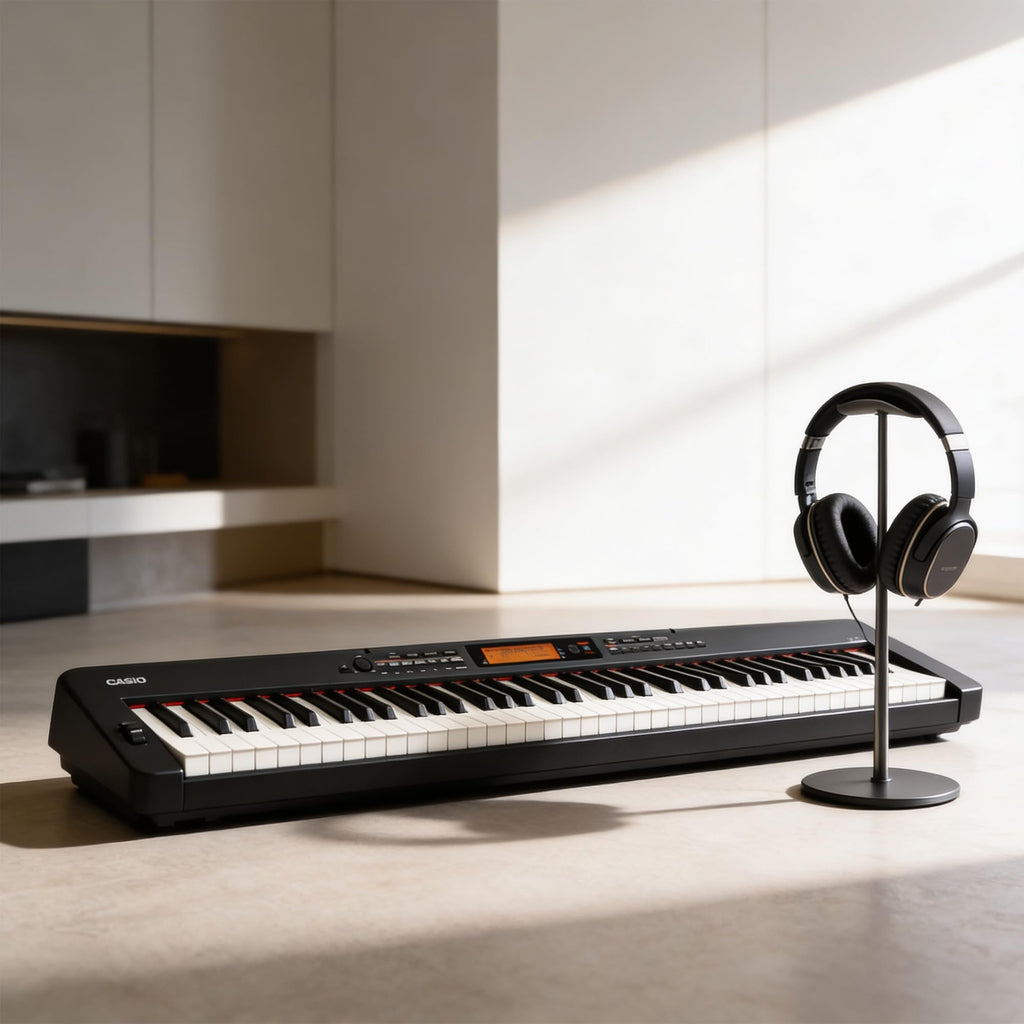 Casio CDP-S360 88-Key Compact Digital Piano - Black Bundle with CS-470P Stand, 3-Pedal System, Furniture Bench, Instructional Book, Online Lessons, Instructional DVD, and Austin Bazaar Polishing Cloth