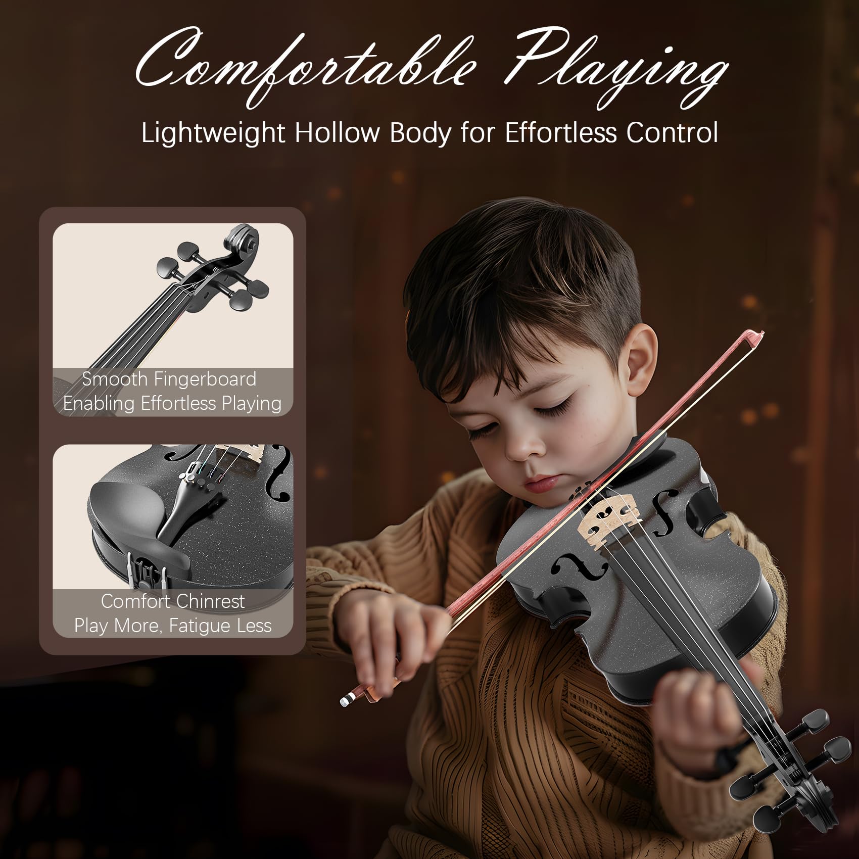 Beginner Violin 4/4, Full Size Violin for Adults, Teens, Student, Acoustic Fiddle Kit with Hard Case,Tuner,Mute,Shoulder Rest,Extra Strings,Cleaning Cloth,Learners Age 12+ (Reddish Brown)
