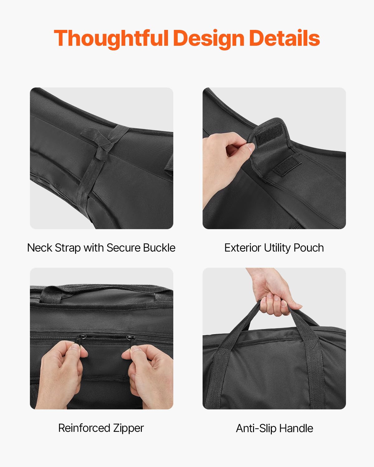 VEVOR 4/4 Full Size Cello Case, Lightweight Portable Travel Carrying Bag, with Dual Shoulder Straps, Anti-Scratch, Professional Cello-Shape, for Cello, Black